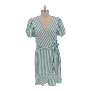 00951 NEW Draper James Striped Wrap Dress Blue White size Medium preppy coastal